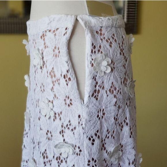 Michael Kors Floral Lace Applique Textured Skirt - Picture 5 of 7